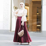 Seven color pleated skirt with large hem floor length skirt