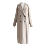 Women's Hepburn style knee length woolen coat