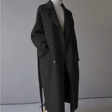 Women's Hepburn style knee length woolen coat