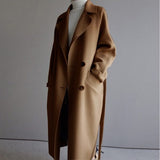 Women's Hepburn style knee length woolen coat