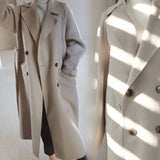 Women's Hepburn style knee length woolen coat